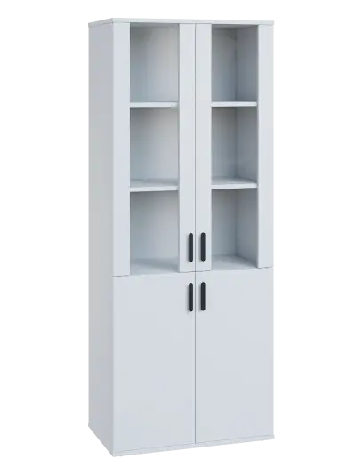 LN 5 - 7DS kancelářská skříň, 4-dveřová/prosklená, 1822x720x400, bílá